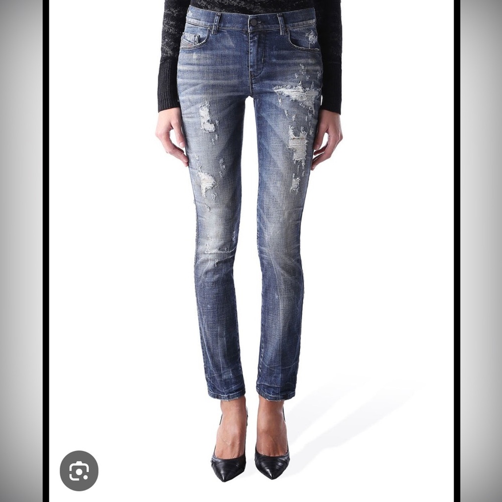Diesel Blue Skinny Jeans with Natural Distressing